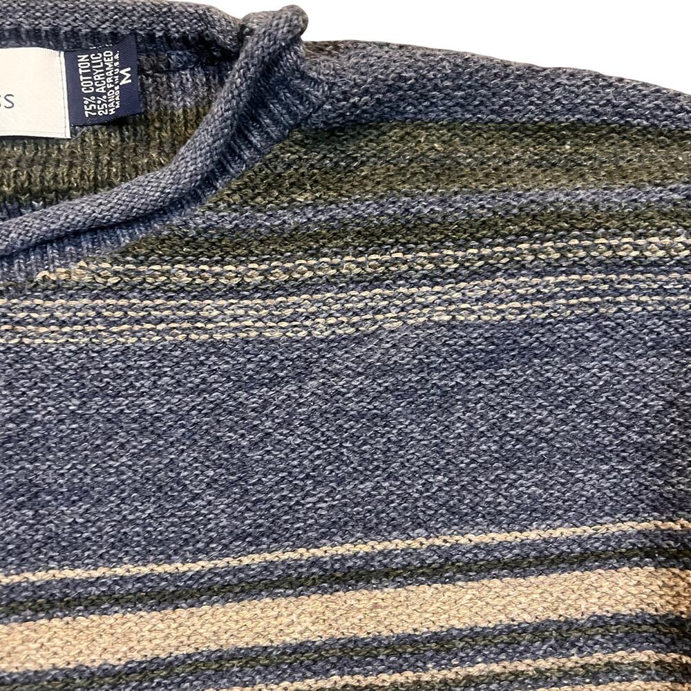 Bill Blass Men’s Medium Knit Sweater‎ Navy Blue Tan Long Sleeve Sweatshirt